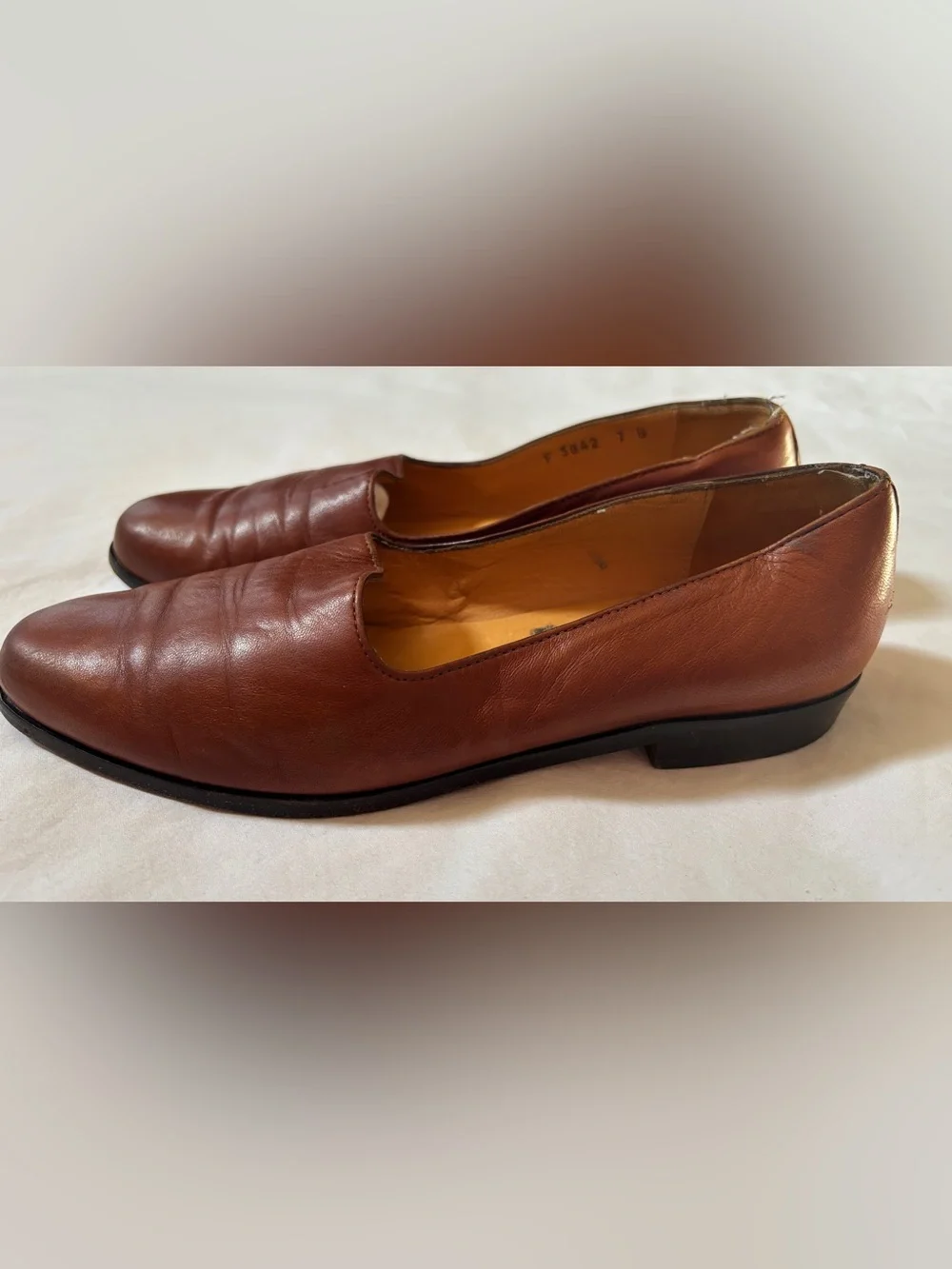 Cole Haan Women 7B Brown Leather Loafers Made in Italy Vintage Slip On Flats